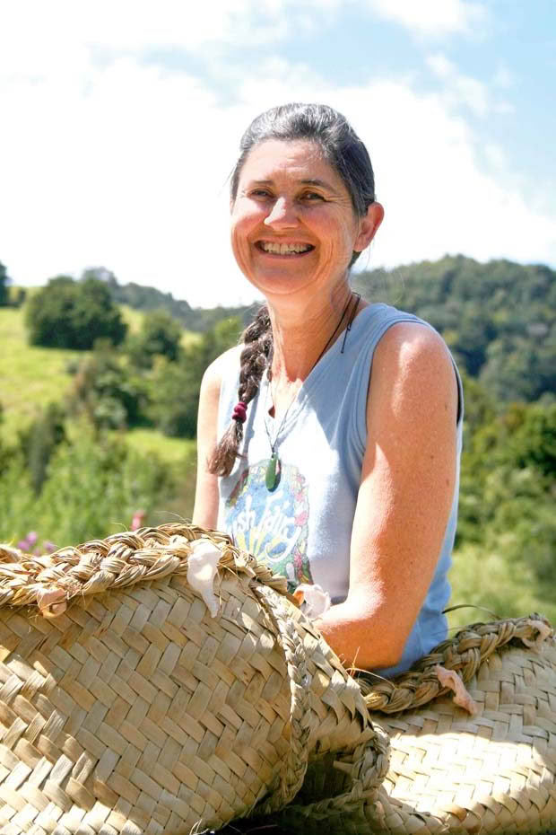 Janika with her flax coffin.