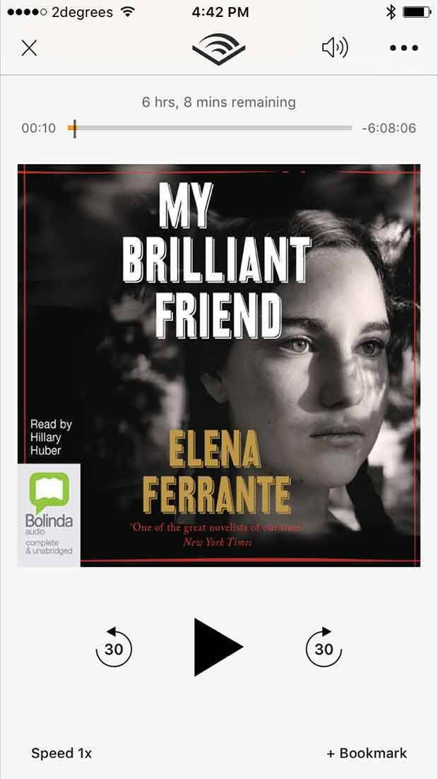 The My Brilliant Friend audio book, available from iTunes