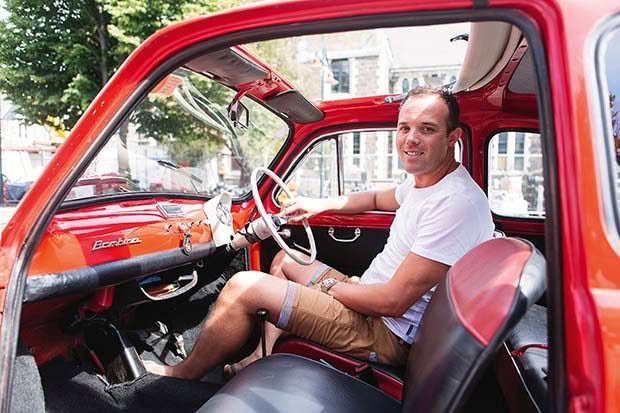 Andrew Bain driving Niko around the streets of Christchurch.