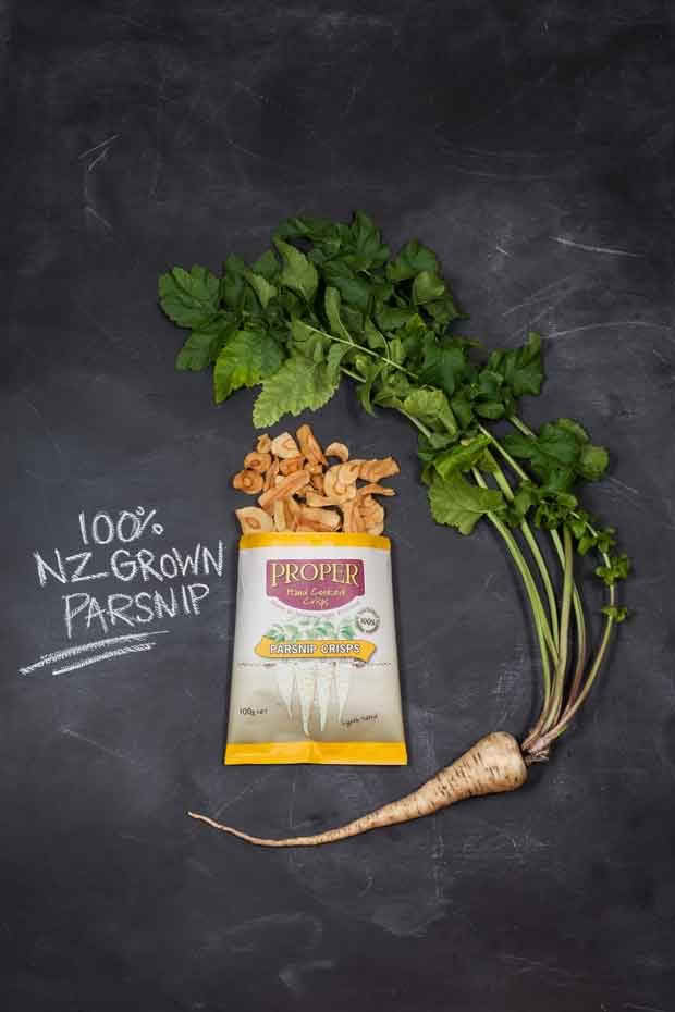 Parsnip crisps made by Nelson company Proper Crisps.