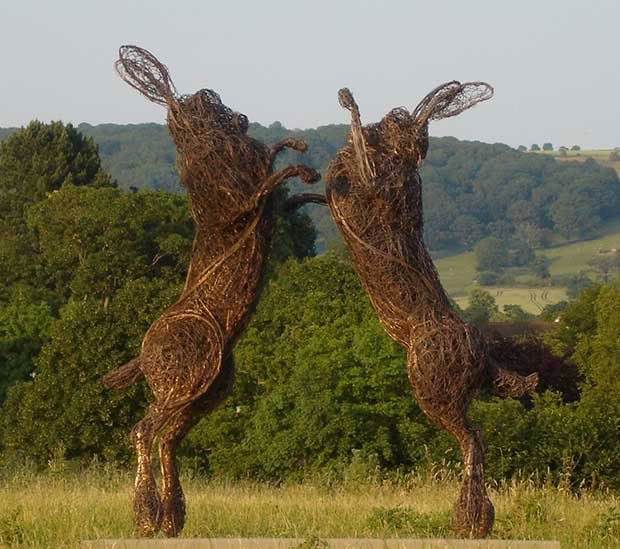 Hare sculptures by British sculptor Rupert Till.