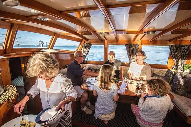 Boat lovers David and Barbara Cooke on the Trinidad