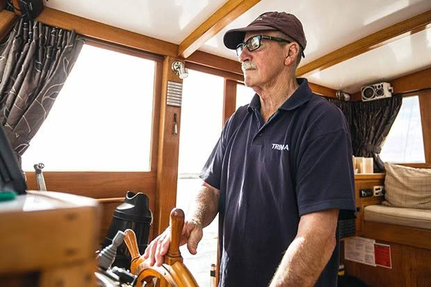 Boat lovers David and Barbara Cooke on the Trinidad