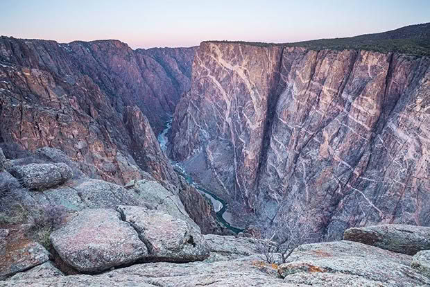 Dawn over Painted Wall, in the Black Canyon of the Gunnison National Park, Colorado.