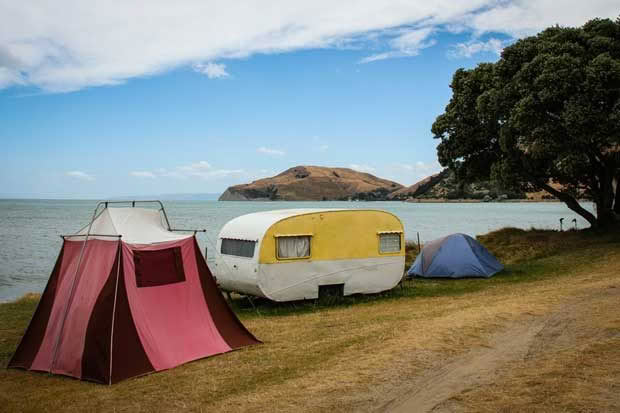 camping at New Zealand beach