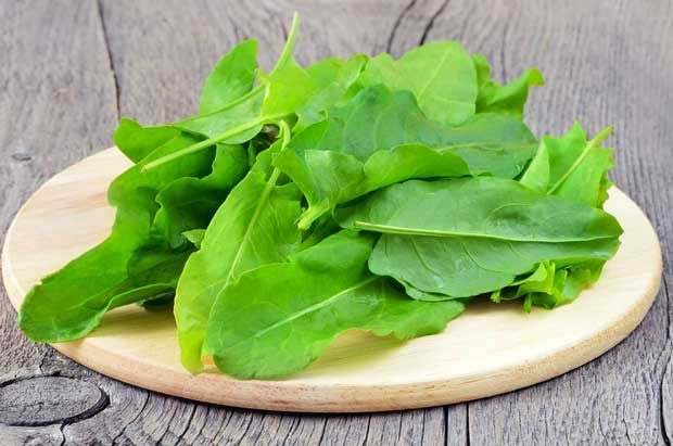 sorrel on cutting board