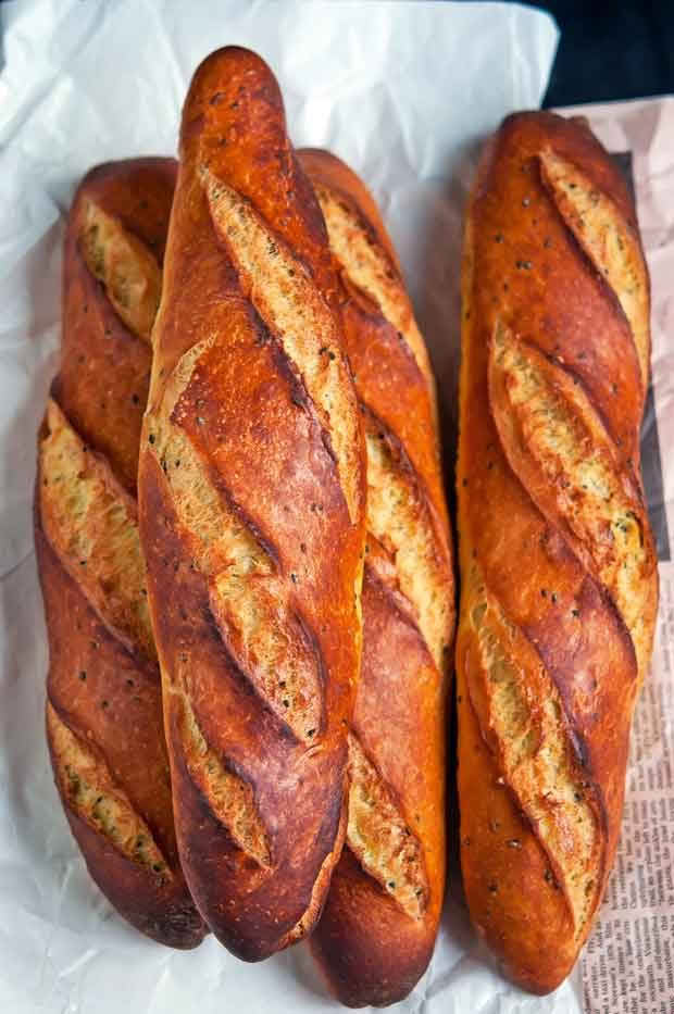 no knead baguette