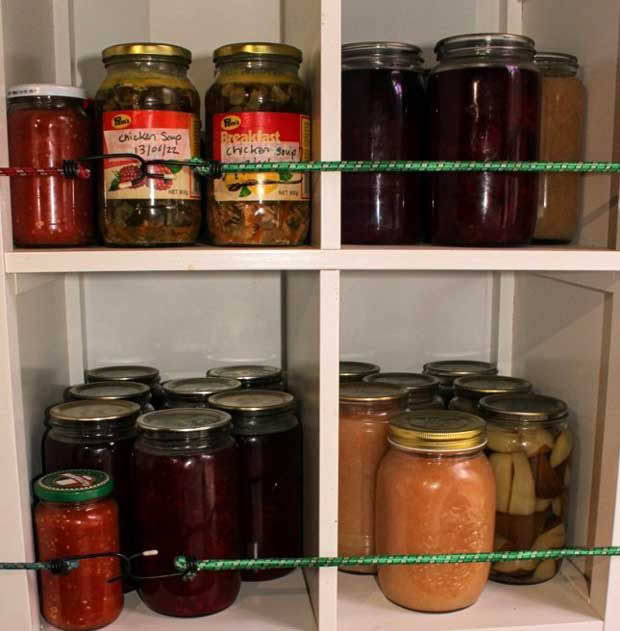 Rebecca's pantry of home preserves.