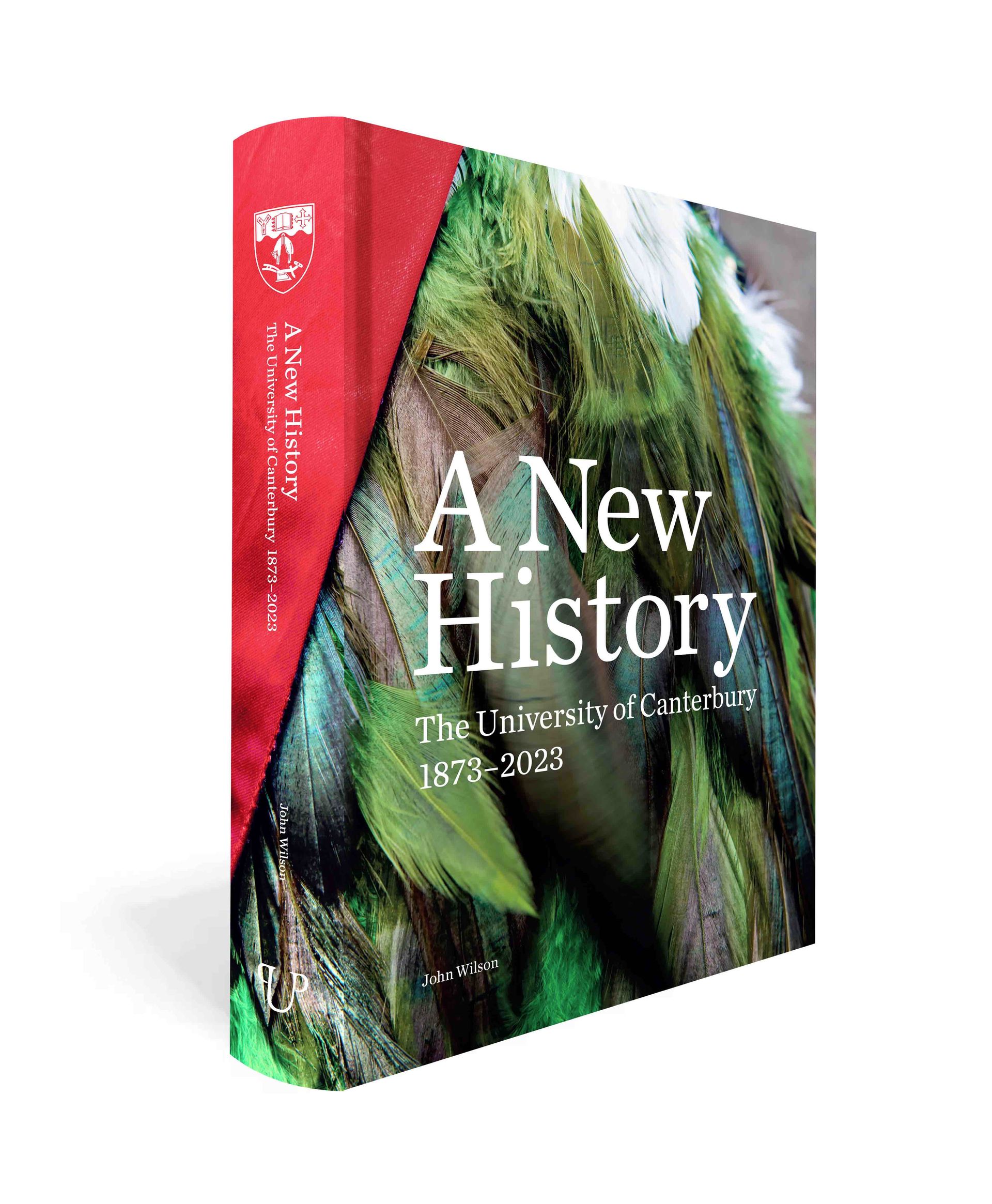 A book titled a new history is sitting on a white surface.