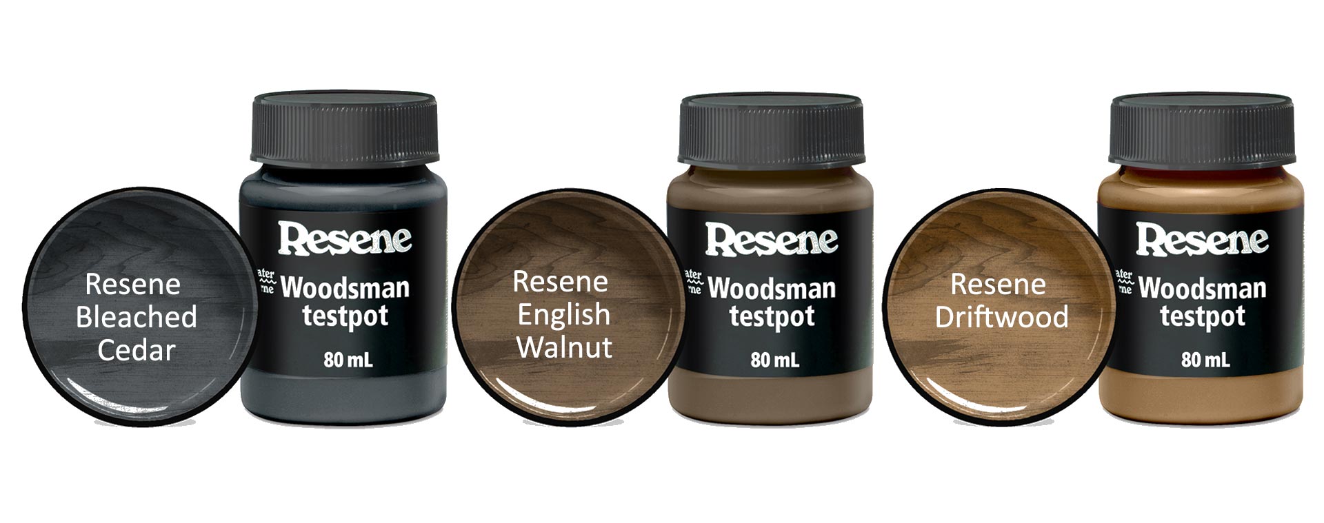 Four bottles of resense paint are lined up in a row on a white background.
